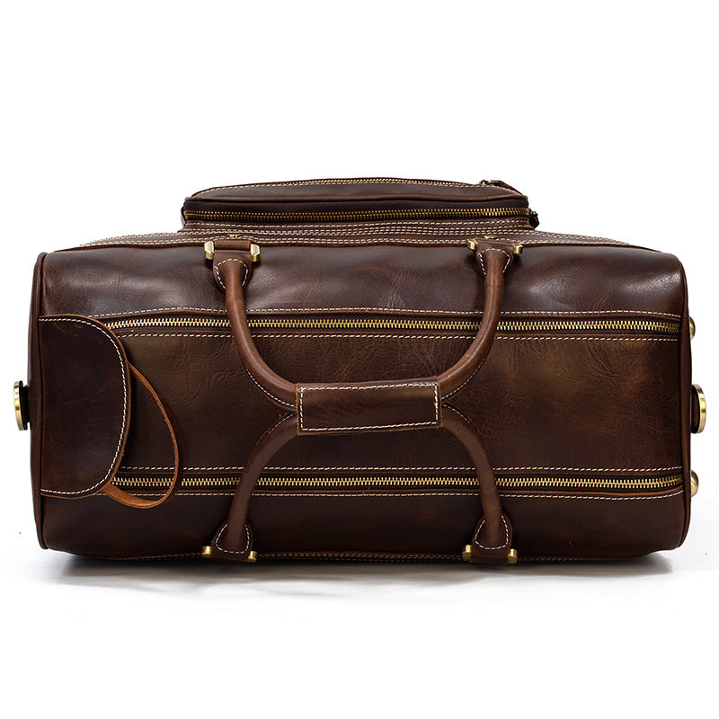 Genuine Leather Luggage Bag 22" with Shoulder Strap, Leather Travel Bag, Leather Trolley Case