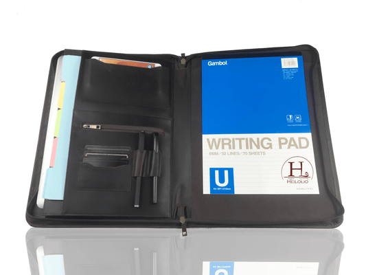 Genuine Leather Portfolio for Men, Zipper Padfolio, Personalised Leather Pad Holder Fits for 13 Inch Laptop Legal Pad A4 Paper, Gift (Chocolate)