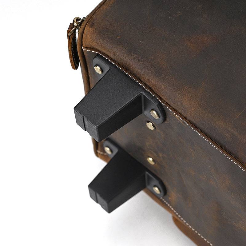 Genuine Leather Luggage Bag 22" with Shoulder Strap, Leather Travel Bag, Leather Trolley Case