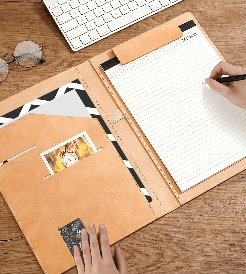 Custom A4 Vegan Leather Folder Clipboard Padfolio for Office | Magnetic Clipboard, A4 File Folder, Business Notepad Folio Letter Size, Business Gift