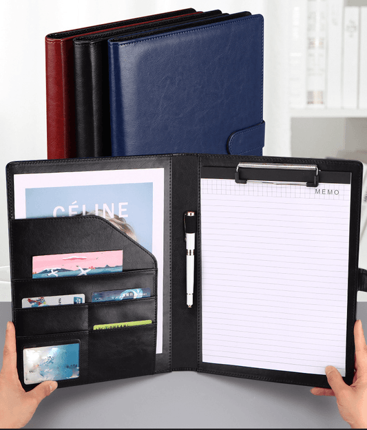 A4 Vegan Leather Folder Clipboard with Magnet Buckle for Men/ Women