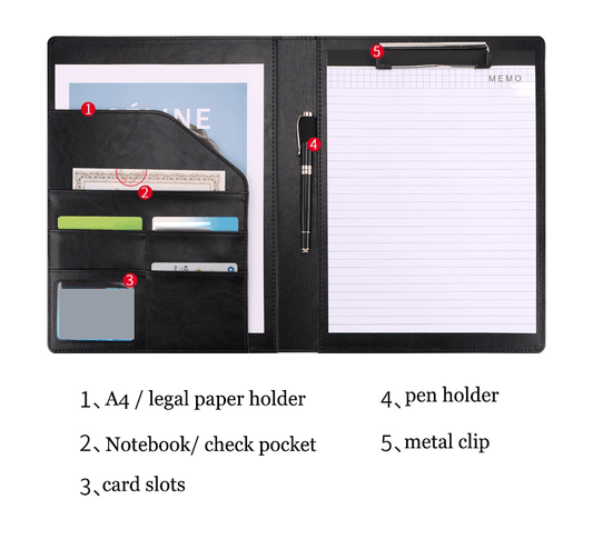 A4 Vegan Leather Folder Clipboard for Men/ Women | Business Portfolio