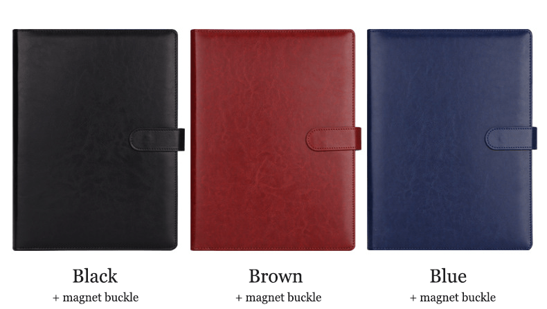 A4 Vegan Leather Folder Clipboard with Magnet Buckle for Men/ Women