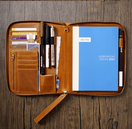 Genuine Leather Portfolio with Zipper, A5 File Folder, A5 Leather Holder, Gifts for Him/ Her