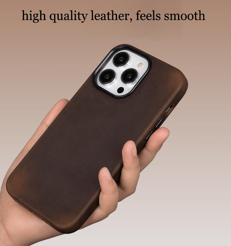 Customizable Premium Genuine Leather Case for iPhone 14/ iPhone 13/ iPhone 12 with MagSafe