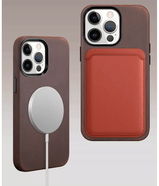 Customizable Premium Genuine Leather Case for iPhone 14/ iPhone 13/ iPhone 12 with MagSafe