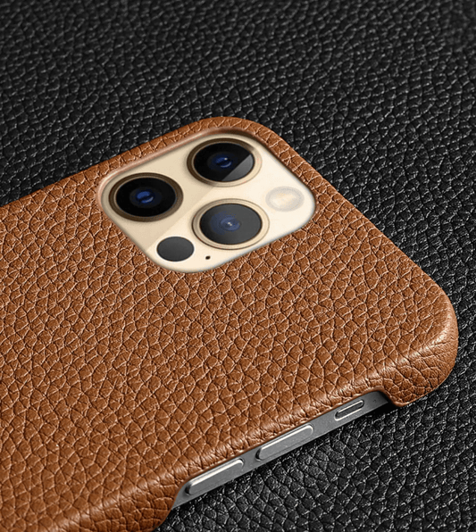 Personalisable Lychee Genuine Leather Case for iPhone 15/ iPhone 14/ iPhone 13/ iPhone 12 with MagSafe