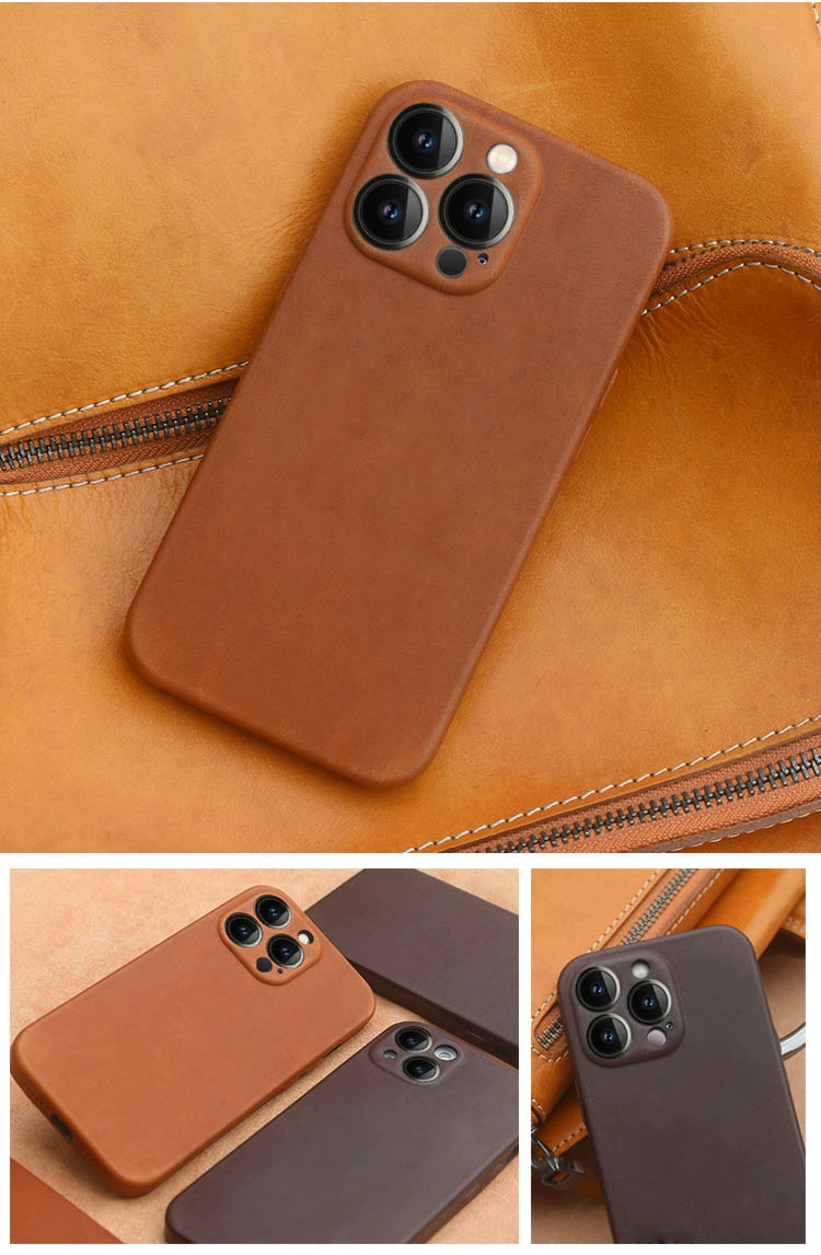 Personalisable Premium Genuine Leather Case for iPhone 15/ iPhone 14/ iPhone 13/ iPhone 12 with MagSafe