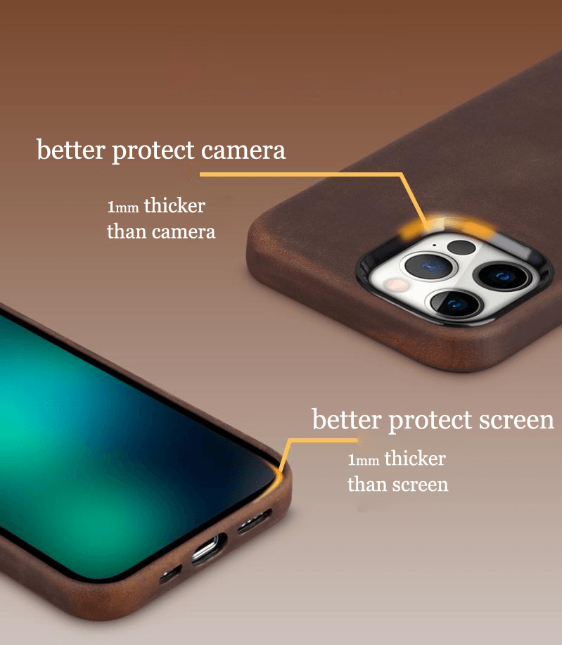 Customizable Premium Genuine Leather Case for iPhone 14/ iPhone 13/ iPhone 12 with MagSafe