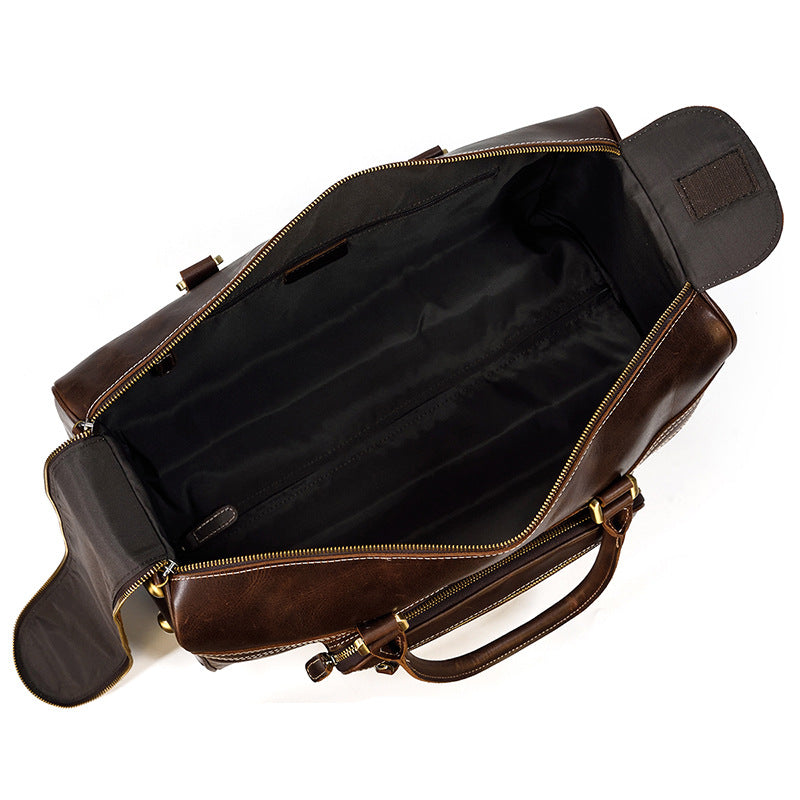 Genuine Leather Luggage Bag 22" with Shoulder Strap, Leather Travel Bag, Leather Trolley Case
