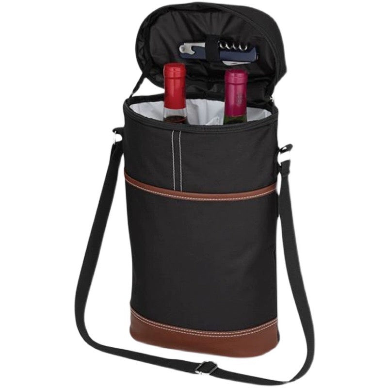 Personalized Wine Cooler Bag, 2 Bottle Travel Padded Wine Carrier Tote with Handle and Adjustable Shoulder Strap, Groomsmen Gift