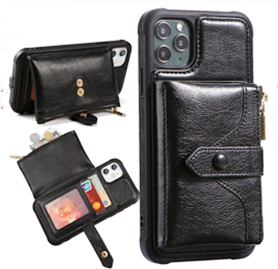 Customizable Leather iPhone Case Wallet with Button Closure for iPhone 12/ iPhone 11/ iPhone XS/ iPhone 8/ iPhone 7/ iPhone 6/ iPhone SE 2nd