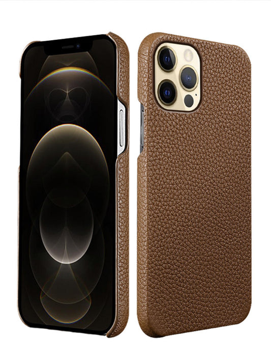Personalisable Lychee Genuine Leather Case for iPhone 15/ iPhone 14/ iPhone 13/ iPhone 12 with MagSafe