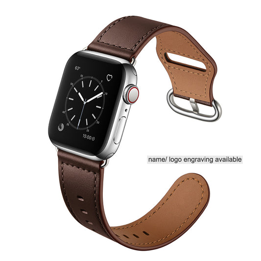 Custom Genuine Leather Watch Band for Apple Watch Series 7/ 6/ 5/ 4 + Screen Protector