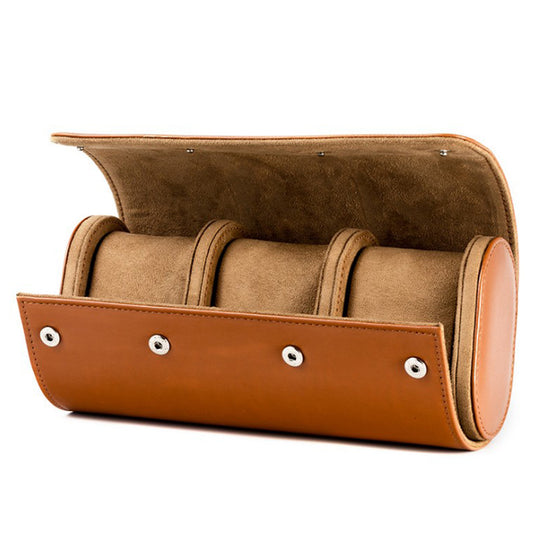 3-Slot Vintage Vegan Leather Watch Roll, Dispatchable Watch Storage Box, Gift