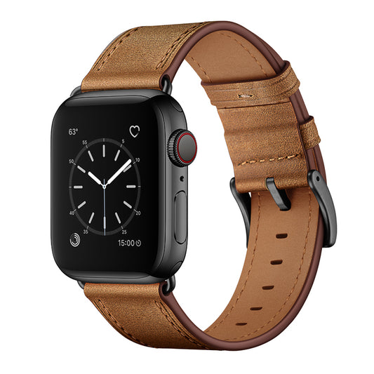 Personalized Genuine Leather Watch Band for Apple Watch Series 7/ 6/ 5/ 4/ 3/ 2/ 1/ SE + Screen Protector