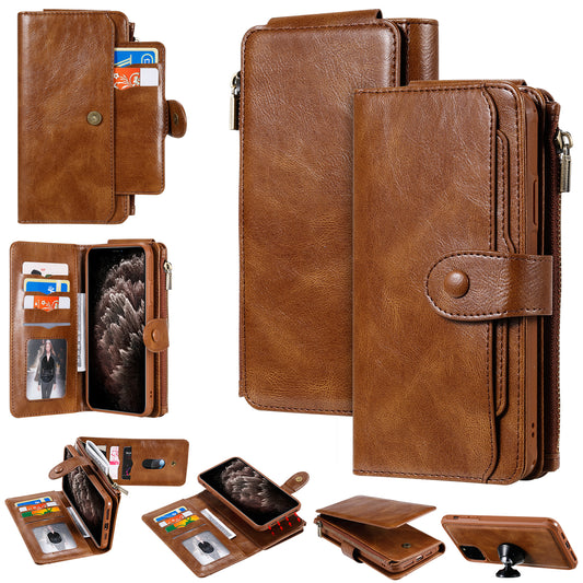 Customizable Genuine Leather iPhone Flip Case Wallet with Magnetic Back Cover for iPhone 12/ iPhone 11/ iPhone XS/ iPhone 8/ iPhone 7