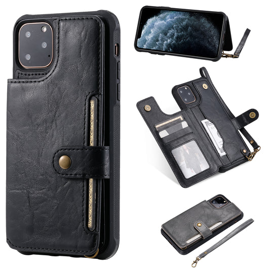 Customizable Leather iPhone Case Wallet with Strap for iPhone 13/ iPhone 12/ iPhone 11/ iPhone XS/ iPhone 8/ iPhone 7/ iPhone SE 2nd