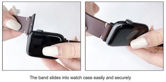 Handmade Custom Genuine Leather Watch Band for Apple Watch Series 7/ 6/ 5/ 4/ 3/ 2/ 1/ SE + Screen Protector