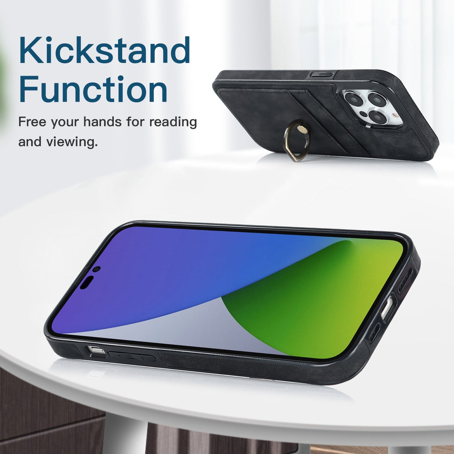 Custom Leather iPhone Case Wallet with Ring Holder for iPhone 14/ iPhone 13/ iPhone 12/ iPhone 11/ iPhone XS/ iPhone 8/ iPhone 7