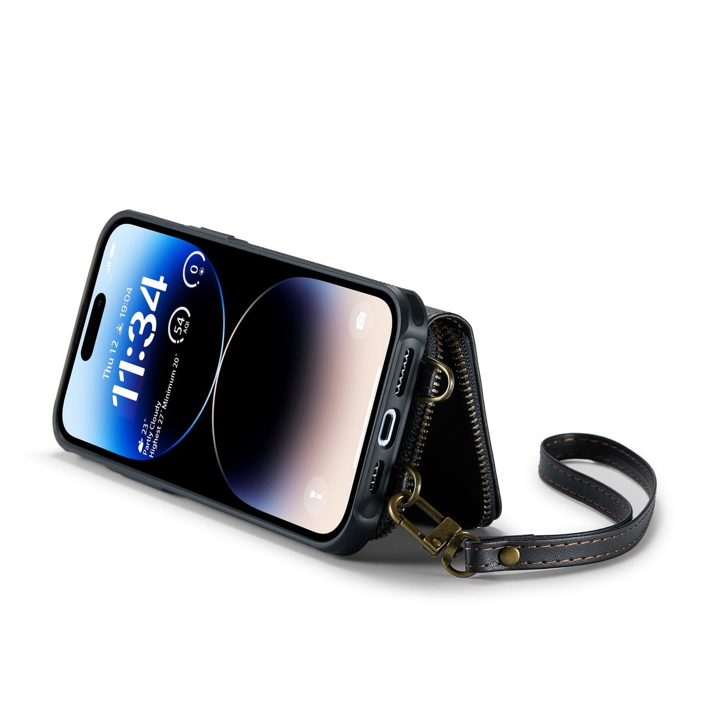 Personalized Genuine Leather iPhone Case Wallet for iPhone 14/ iPhone 13/ iPhone 12/ iPhone 11, Foldable Stand Wallet with Strap