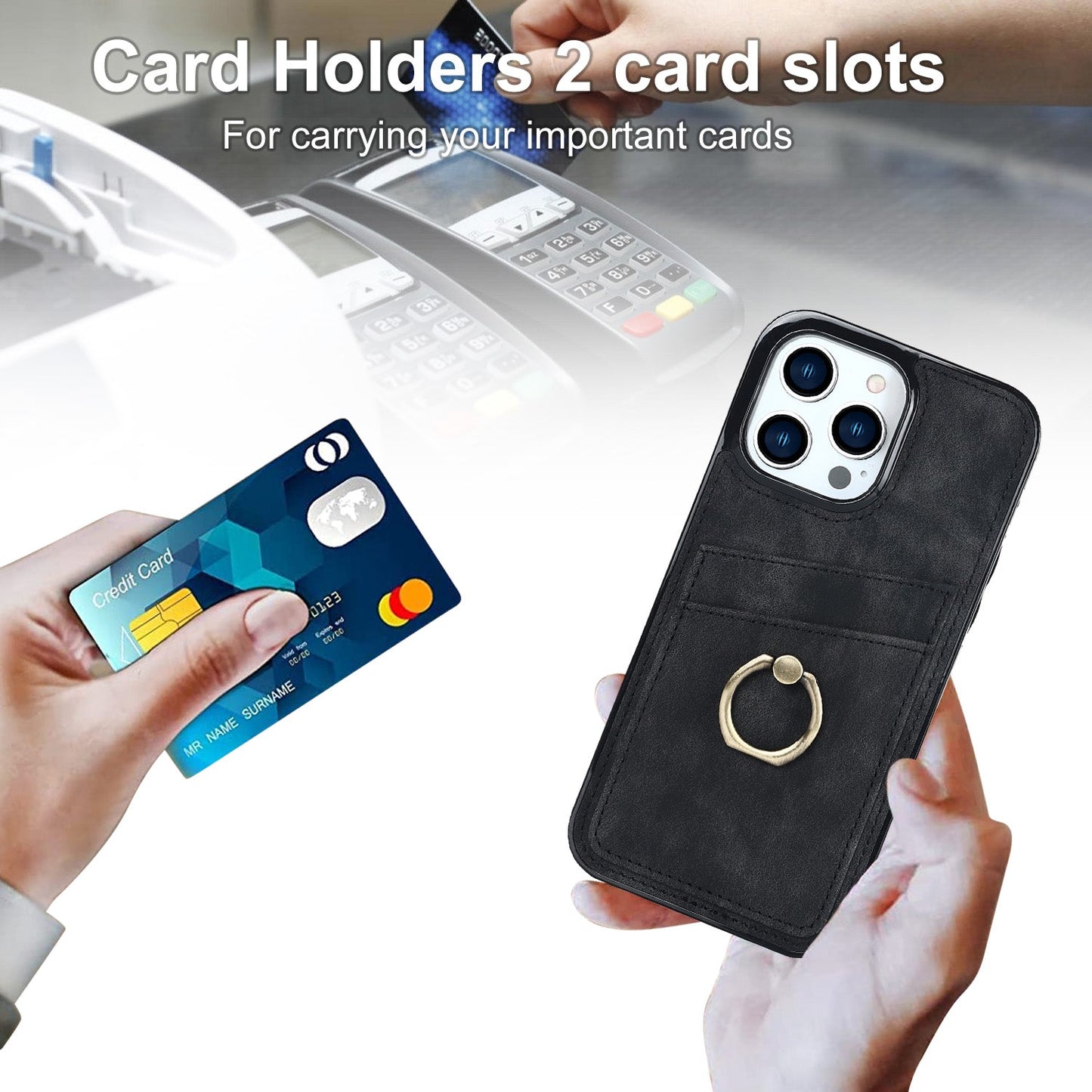 Custom Leather iPhone Case Wallet with Ring Holder for iPhone 14/ iPhone 13/ iPhone 12/ iPhone 11/ iPhone XS/ iPhone 8/ iPhone 7