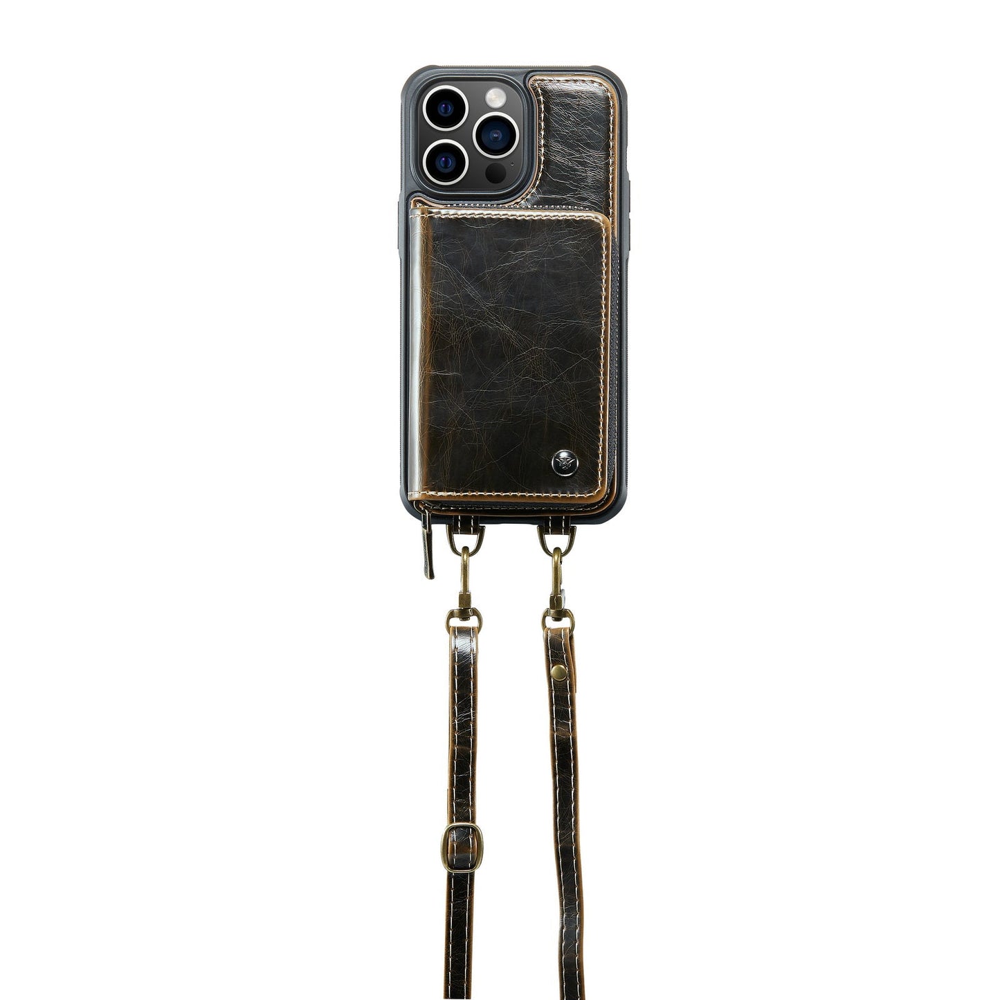 Personalized Genuine Leather iPhone Case Wallet for iPhone 14/ iPhone 13/ iPhone 12/ iPhone 11, Foldable Stand Wallet with Strap