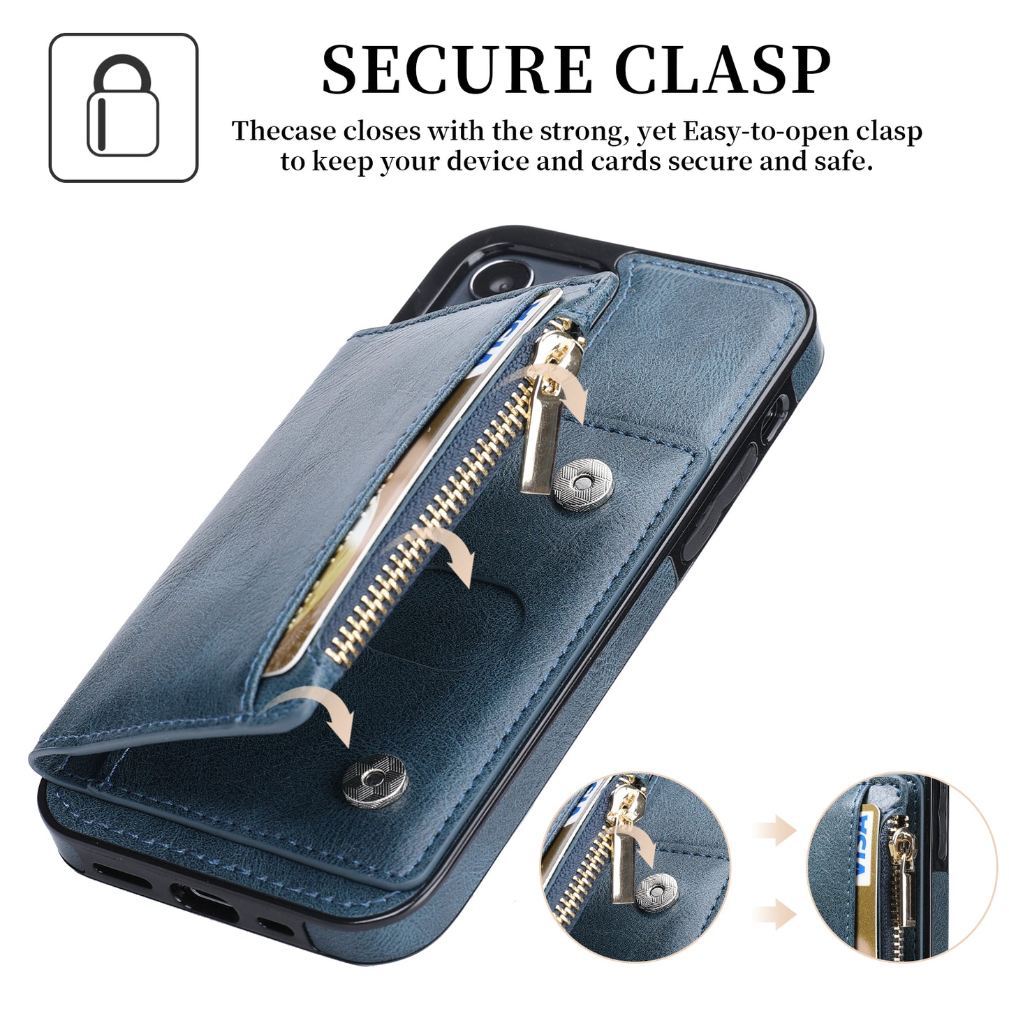 Customizable Genuine Leather iPhone Case with Wallet for iPhone 13/ iPhone 12/ iPhone 11/ iPhone XS/ iPhone 8/ iPhone 7/ iPhone SE 2nd Gen