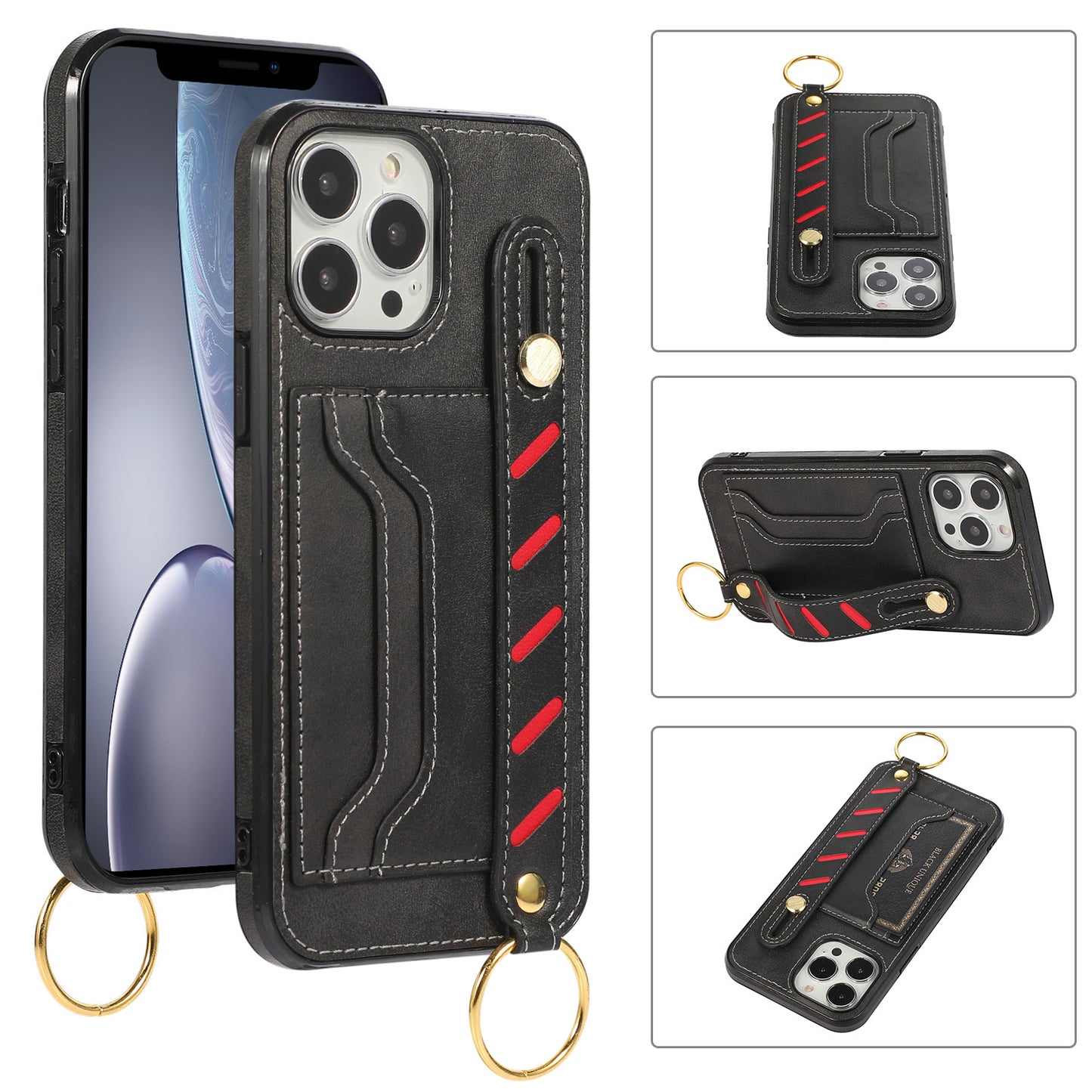 Customizable Genuine Leather iPhone Case with Strap for iPhone 13/ iPhone 12/ iPhone 11/ iPhone XS/ iPhone 8/ iPhone 7