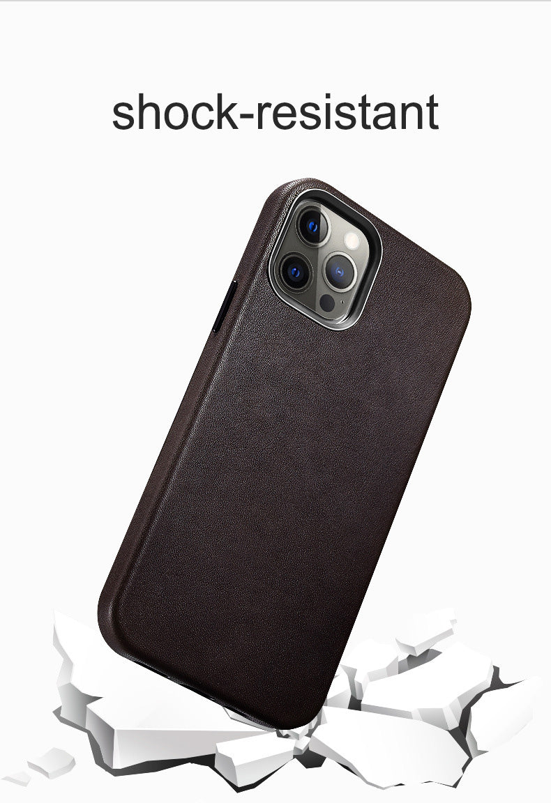 Customizable Premium Genuine Leather Case for iPhone 12 with Mag Safe
