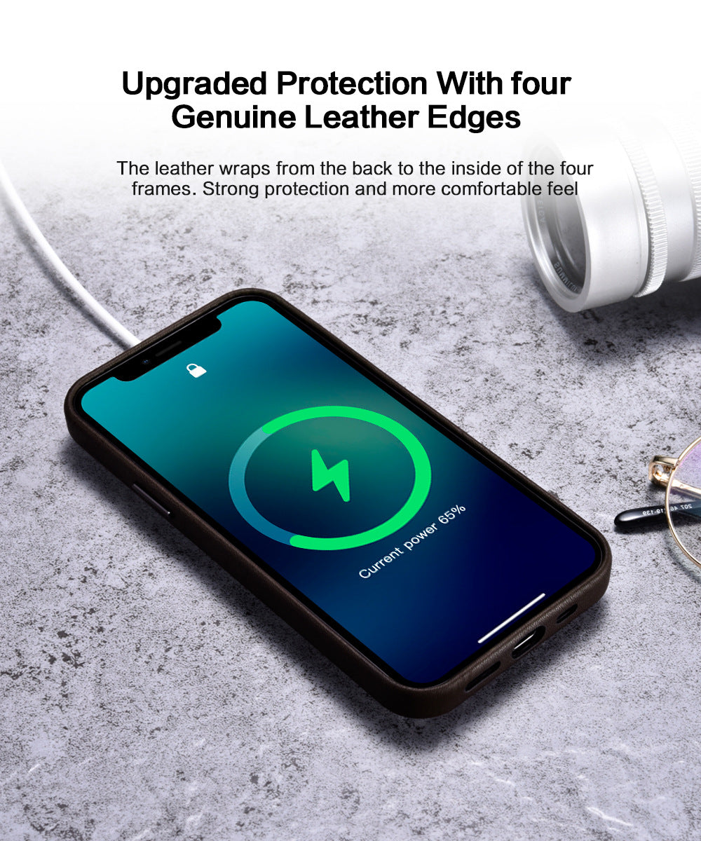 Customizable Premium Genuine Leather Case for iPhone 12 with Mag Safe