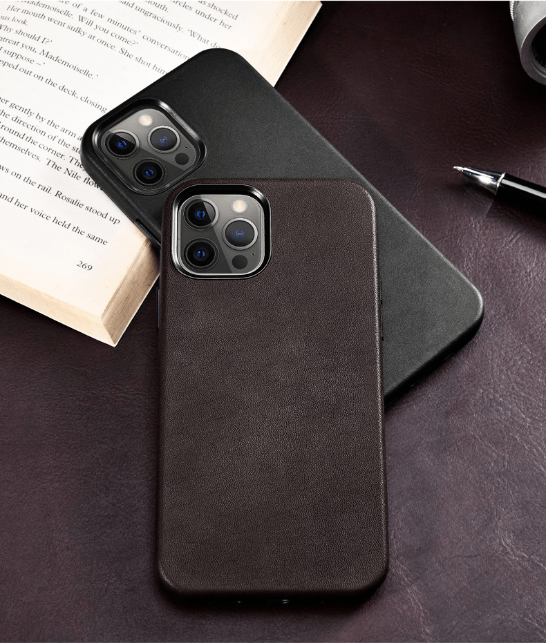 Customizable Premium Genuine Leather Case for iPhone 12 with Mag Safe