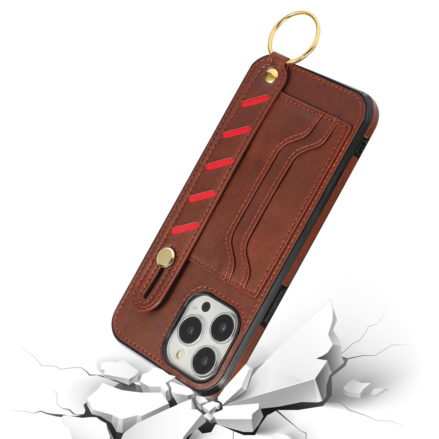 Customizable Genuine Leather iPhone Case with Strap for iPhone 13/ iPhone 12/ iPhone 11/ iPhone XS/ iPhone 8/ iPhone 7