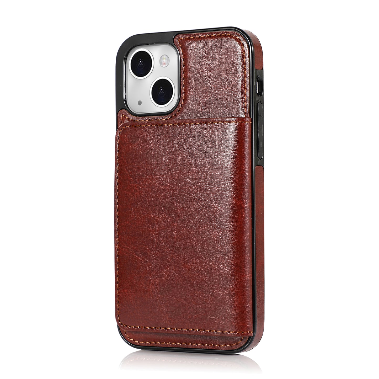 Custom Genuine Leather iPhone Case with Magnetic Button Wallet for iPhone 13/ iPhone 12/ iPhone 11/ iPhone XS/ iPhone 8/ iPhone 7/ iPhone SE 2nd Gen
