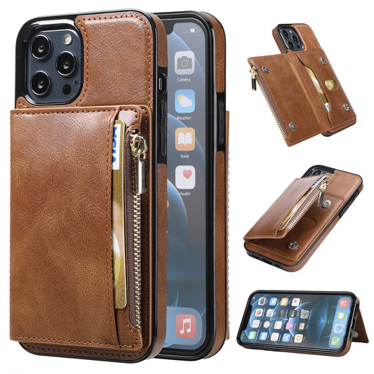 Customizable Genuine Leather iPhone Case with Wallet for iPhone 13/ iPhone 12/ iPhone 11/ iPhone XS/ iPhone 8/ iPhone 7/ iPhone SE 2nd Gen
