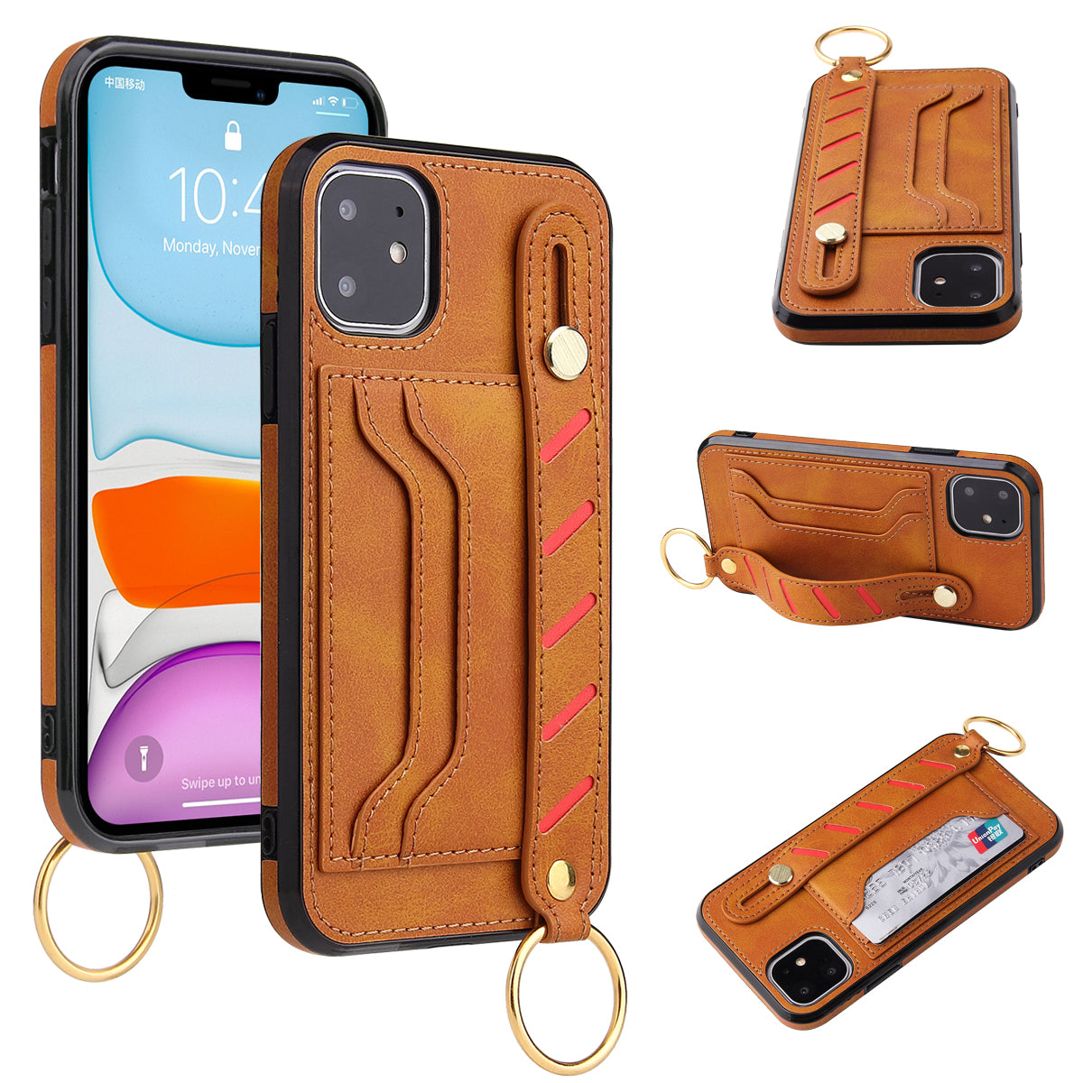 Customizable Genuine Leather iPhone Case with Strap for iPhone 13/ iPhone 12/ iPhone 11/ iPhone XS/ iPhone 8/ iPhone 7