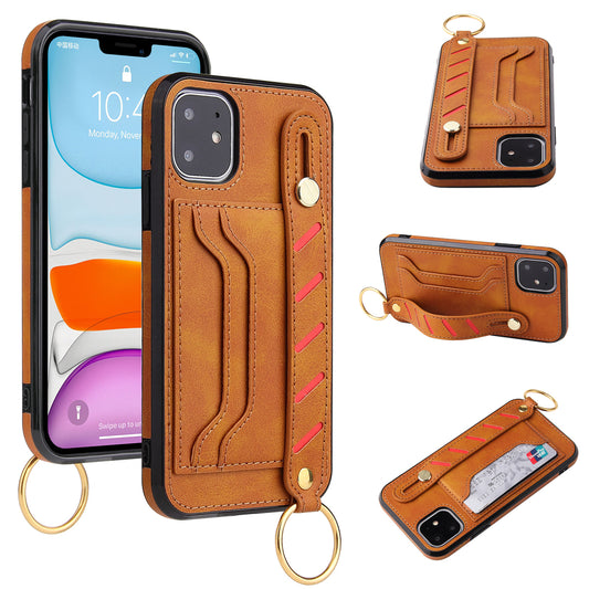 Customizable Genuine Leather iPhone Case with Strap for iPhone 13/ iPhone 12/ iPhone 11/ iPhone XS/ iPhone 8/ iPhone 7