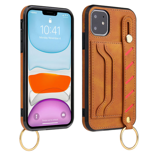 Customizable Genuine Leather iPhone Case with Strap for iPhone 13/ iPhone 12/ iPhone 11/ iPhone XS/ iPhone 8/ iPhone 7