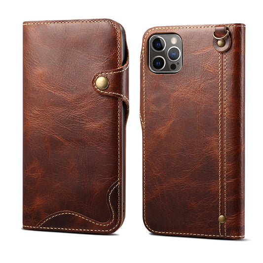 Personalizable Genuine Leather iPhone Case Wallet with Strap for iPhone 15/ iPhone 14/ iPhone 13 Pro Max/ iPhone 13 Pro/ iPhone 13/ iPhone 13 mini/ iPhone 12 Pro Max