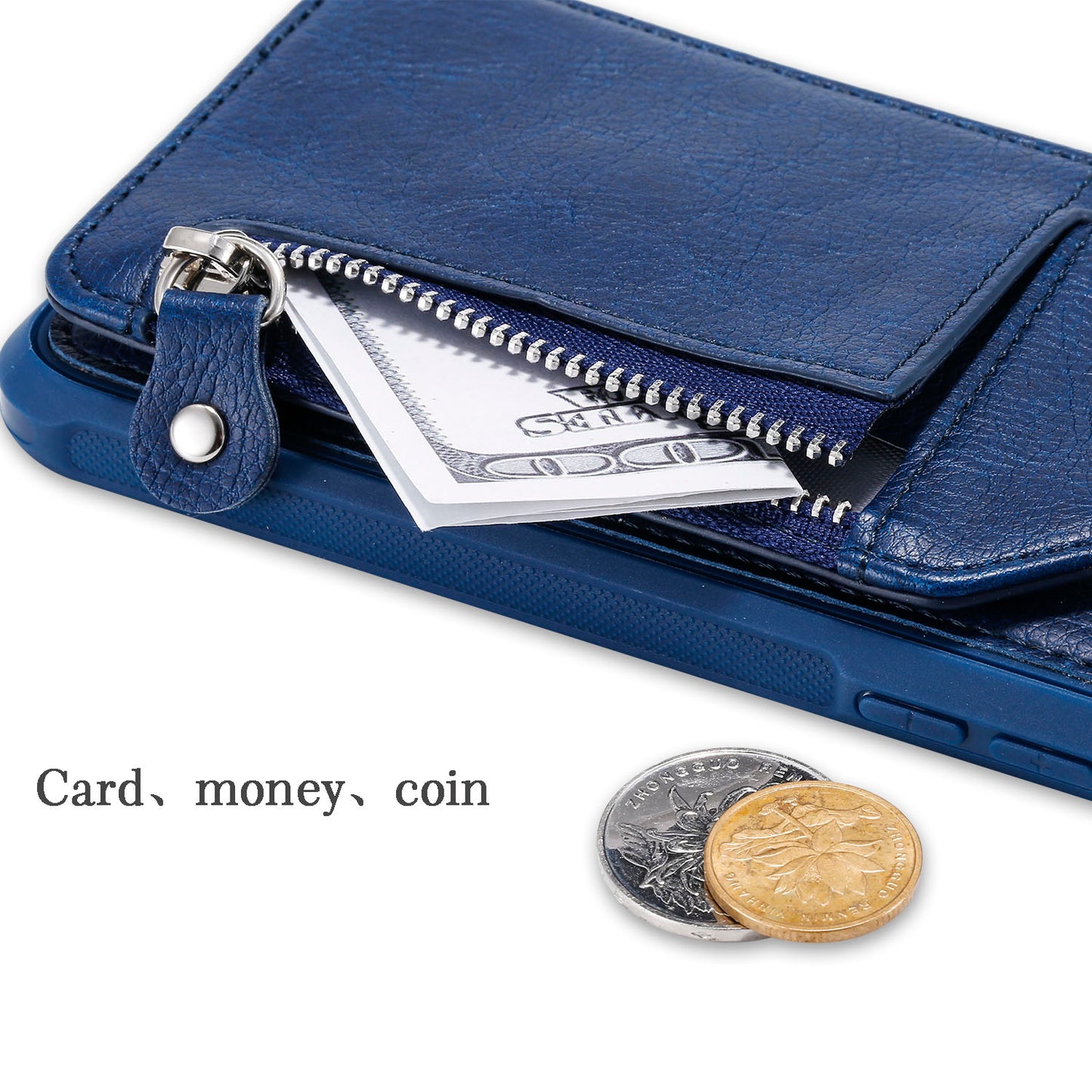 Customizable Strap Genuine Leather iPhone Case with Wallet for iPhone 13/ iPhone 12/ iPhone 11/ iPhone XS/ iPhone 8/ iPhone 7/ iPhone SE 2nd Gen