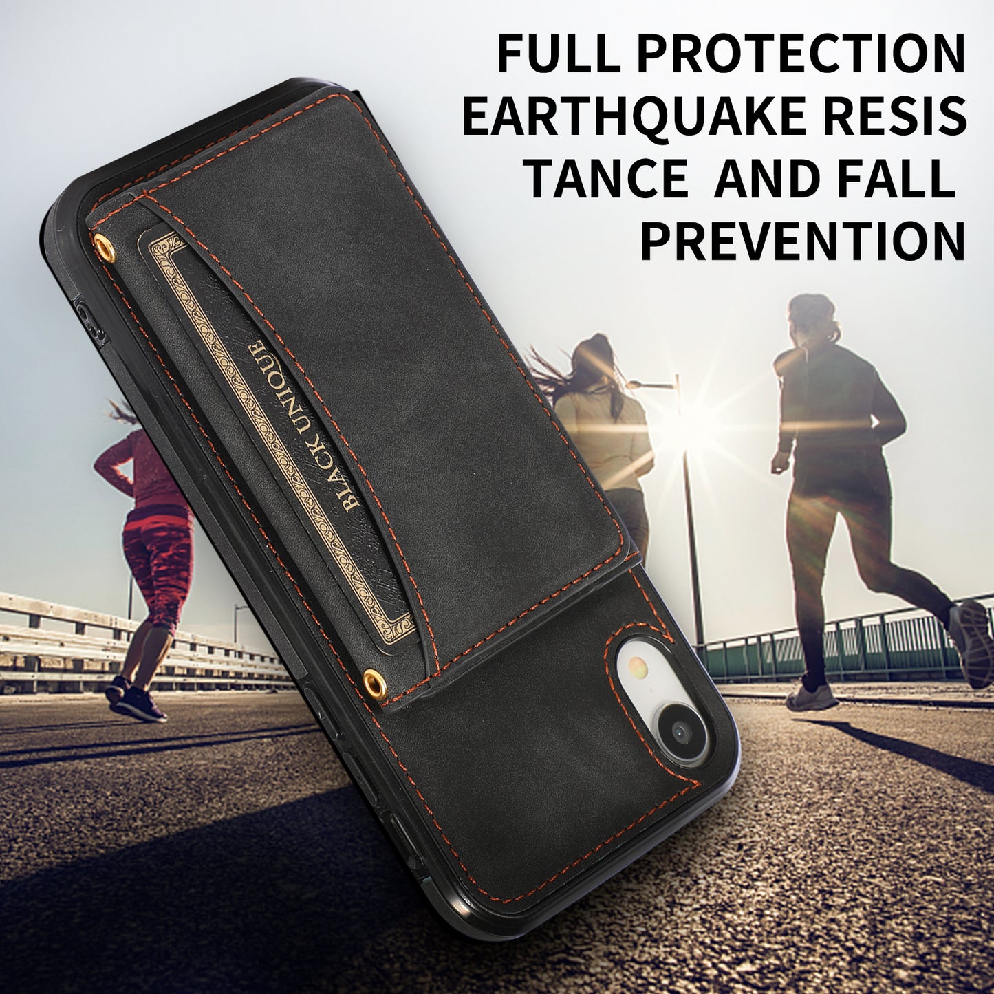 Customizable Genuine Leather iPhone Case with Trifold Wallet for iPhone 13/ iPhone 12/ iPhone 11/ iPhone XS/ iPhone 8/ iPhone 7/ iPhone SE 2nd Gen