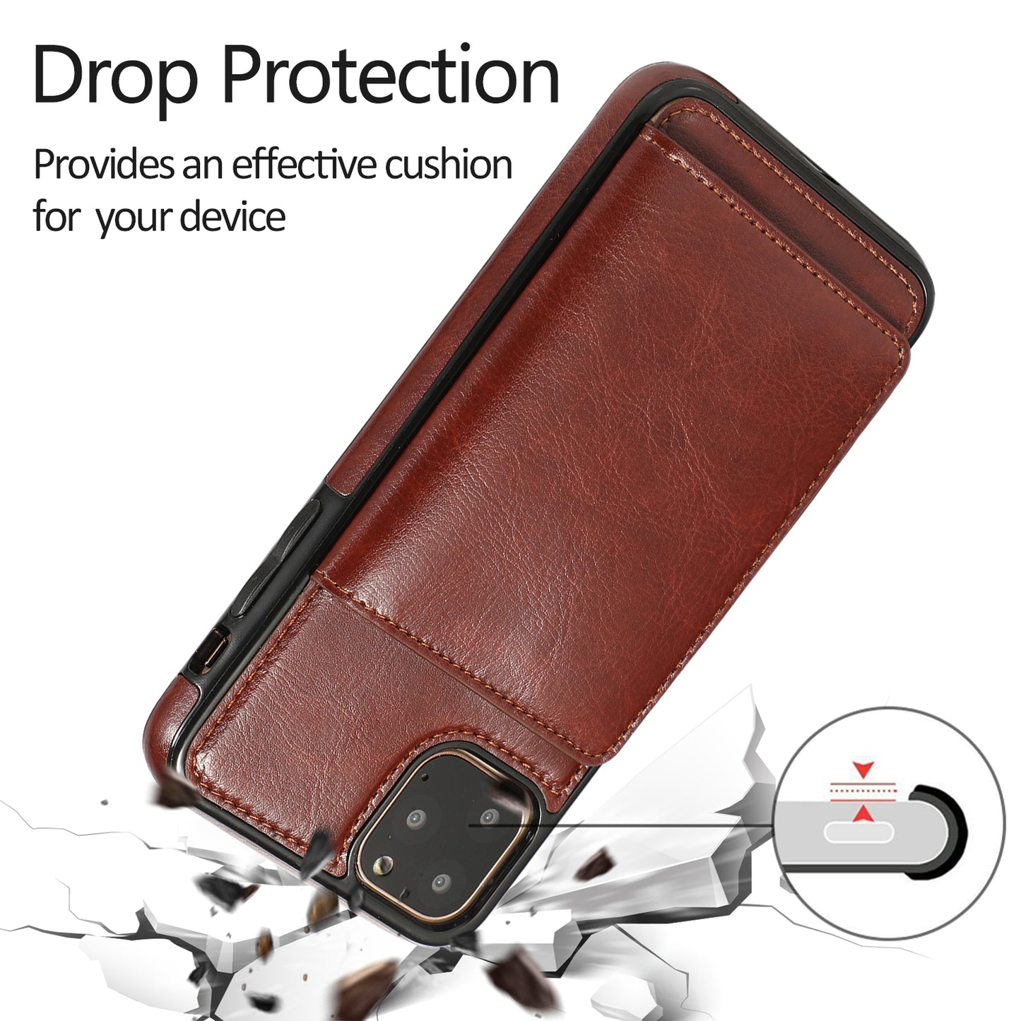 Custom Genuine Leather iPhone Case with Magnetic Button Wallet for iPhone 13/ iPhone 12/ iPhone 11/ iPhone XS/ iPhone 8/ iPhone 7/ iPhone SE 2nd Gen