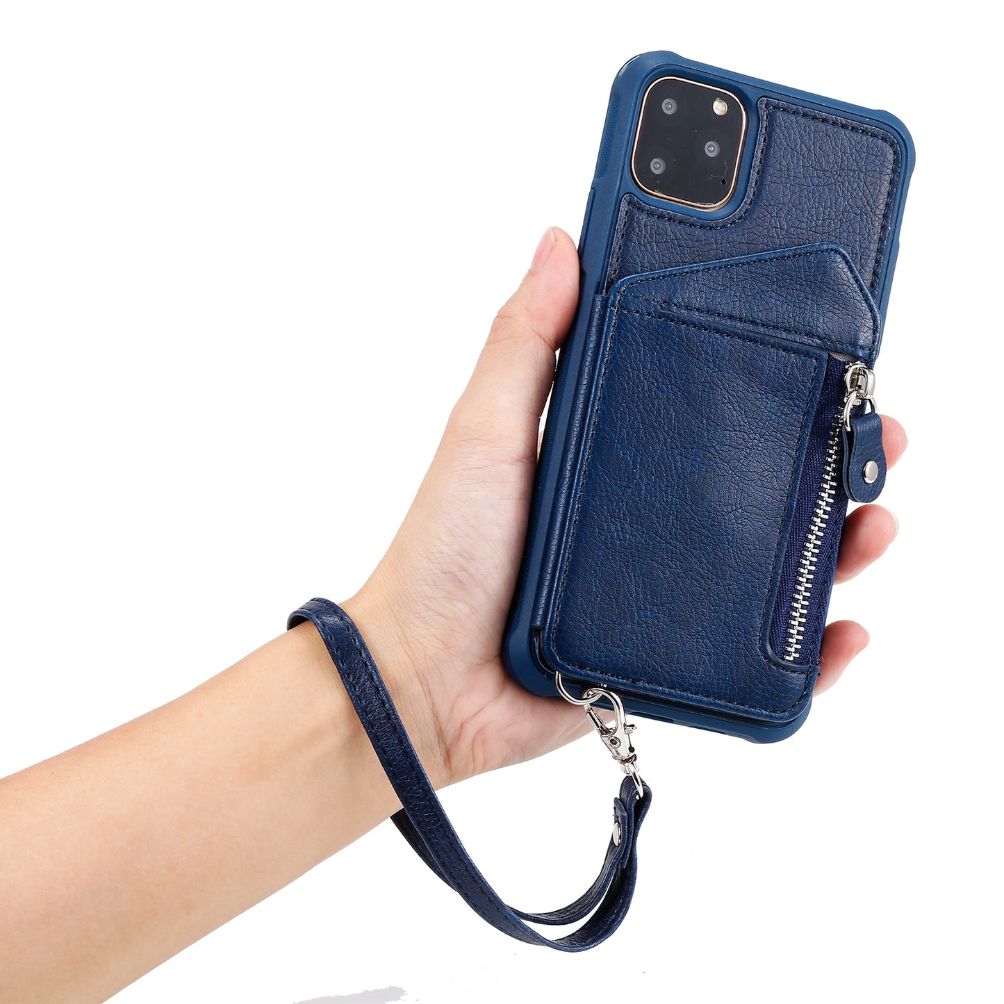 Customizable Strap Genuine Leather iPhone Case with Wallet for iPhone 13/ iPhone 12/ iPhone 11/ iPhone XS/ iPhone 8/ iPhone 7/ iPhone SE 2nd Gen