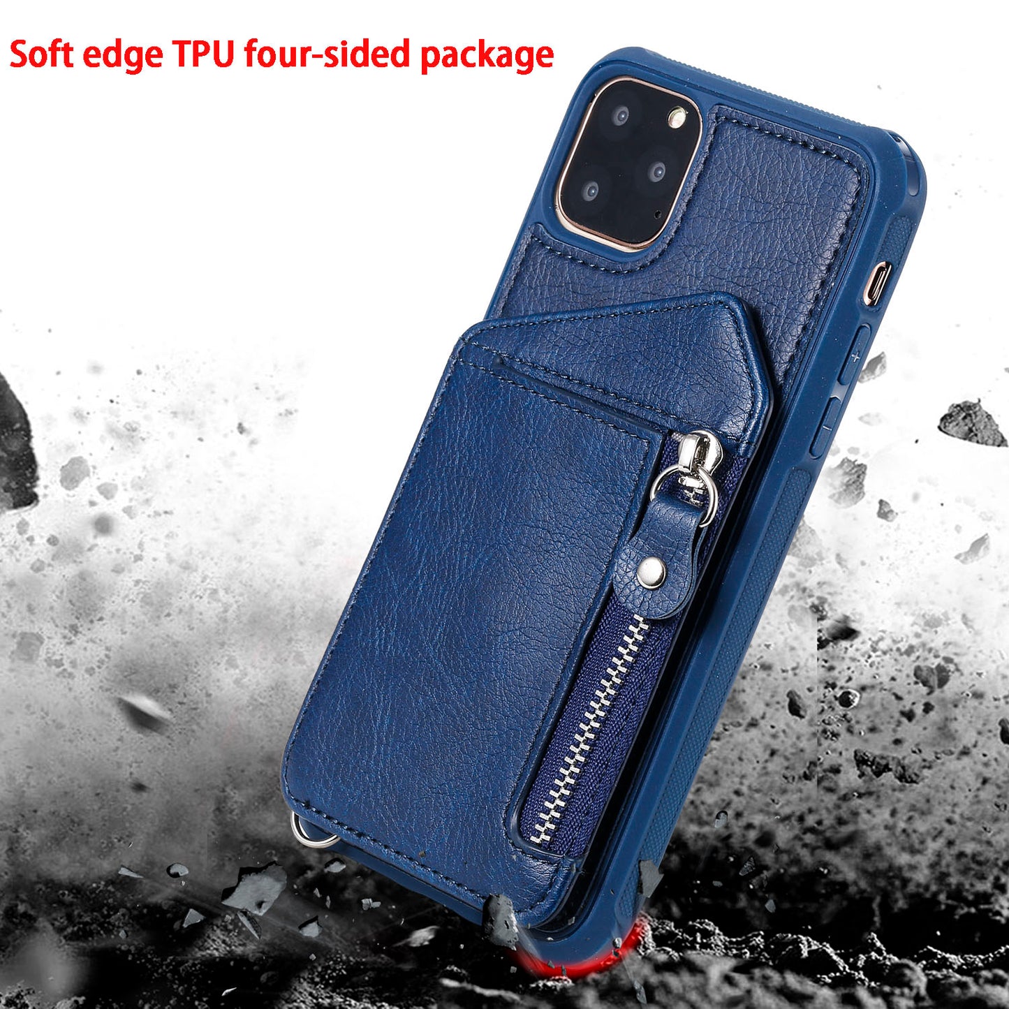 Customizable Strap Genuine Leather iPhone Case with Wallet for iPhone 13/ iPhone 12/ iPhone 11/ iPhone XS/ iPhone 8/ iPhone 7/ iPhone SE 2nd Gen