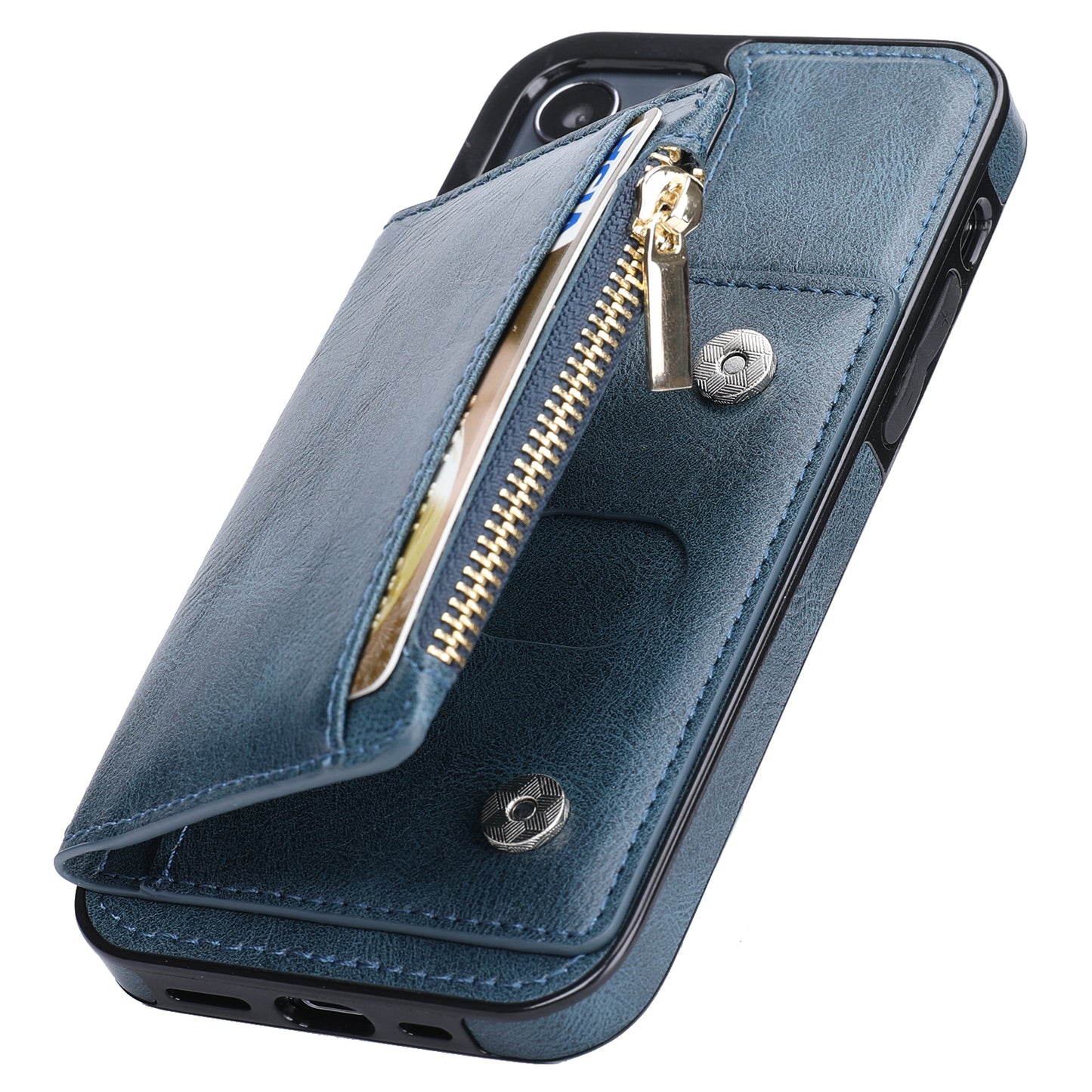 Customizable Genuine Leather iPhone Case with Wallet for iPhone 13/ iPhone 12/ iPhone 11/ iPhone XS/ iPhone 8/ iPhone 7/ iPhone SE 2nd Gen