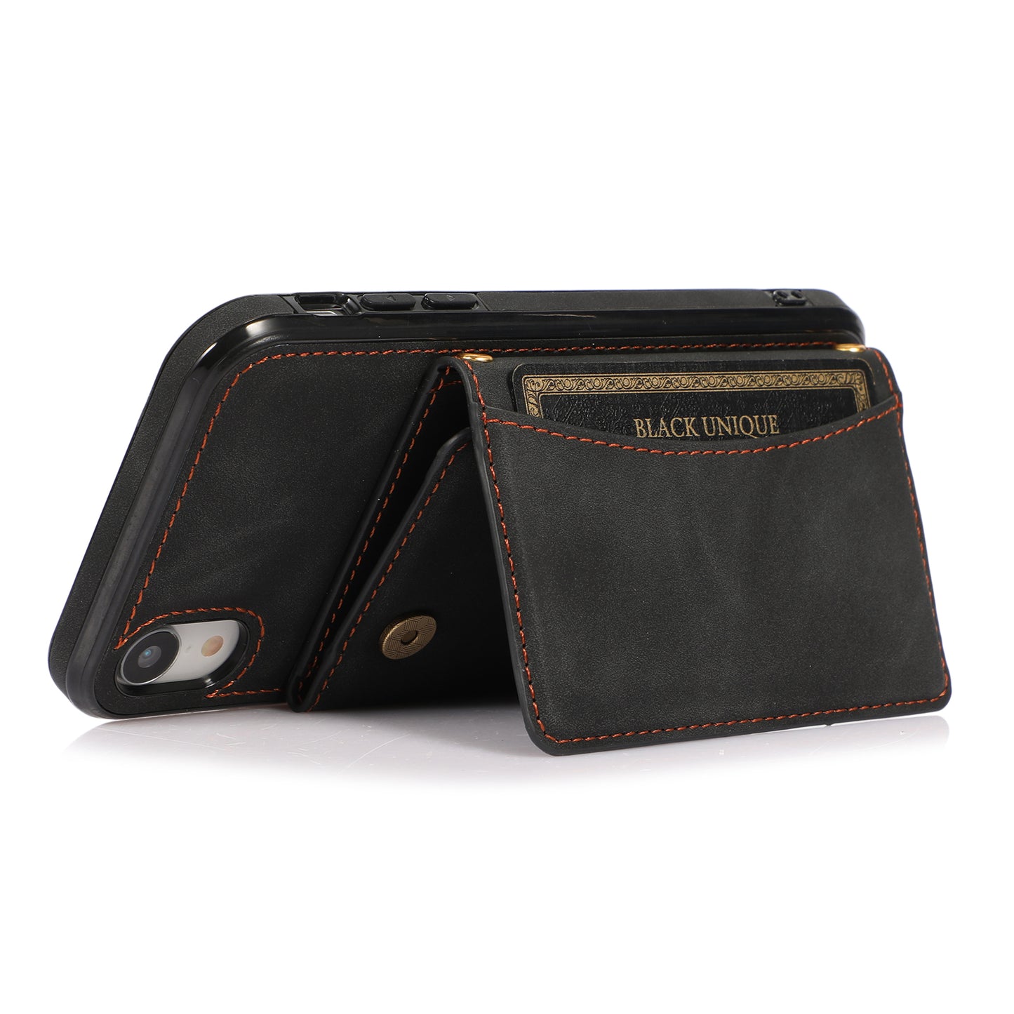 Customizable Genuine Leather iPhone Case with Trifold Wallet for iPhone 13/ iPhone 12/ iPhone 11/ iPhone XS/ iPhone 8/ iPhone 7/ iPhone SE 2nd Gen
