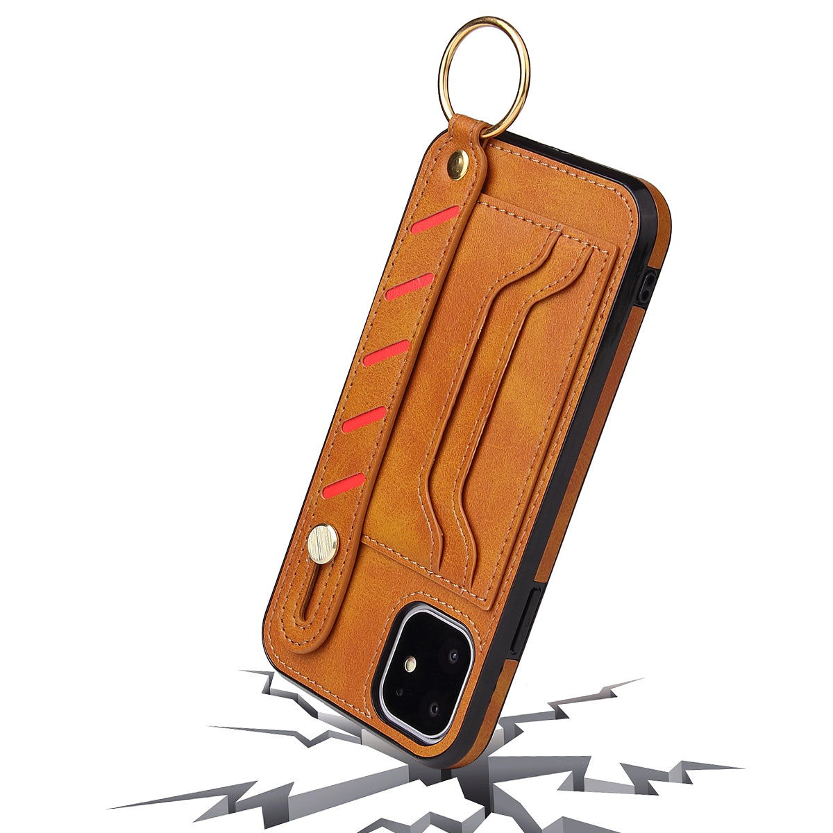 Customizable Genuine Leather iPhone Case with Strap for iPhone 13/ iPhone 12/ iPhone 11/ iPhone XS/ iPhone 8/ iPhone 7