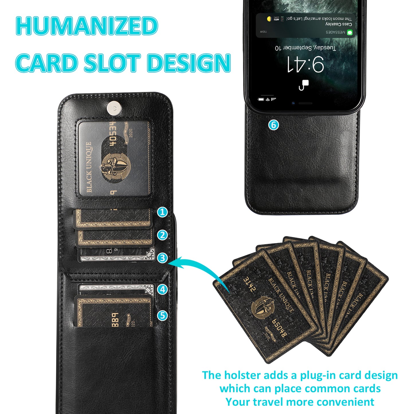 Customizable Leather iPhone Case with Wallet for iPhone 15/ iPhone 14/ iPhone 13/ iPhone 12/ iPhone 11/ iPhone XS/ iPhone 8/ iPhone 7