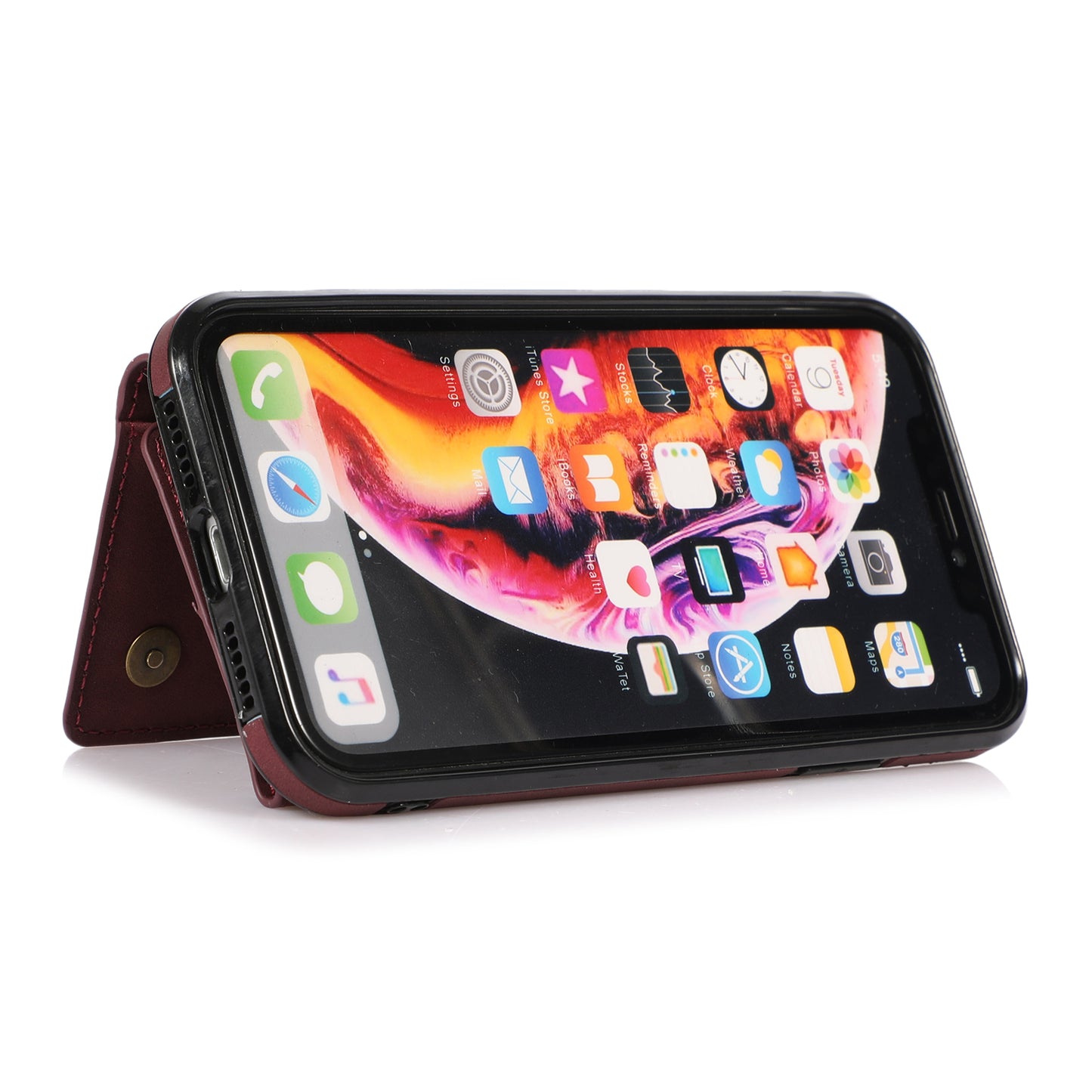 Customizable Genuine Leather iPhone Case with Trifold Wallet for iPhone 13/ iPhone 12/ iPhone 11/ iPhone XS/ iPhone 8/ iPhone 7/ iPhone SE 2nd Gen