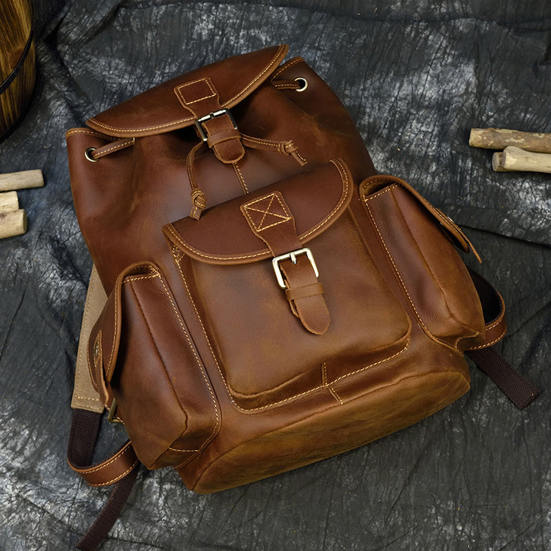 Camping Genuine Leather Backpack